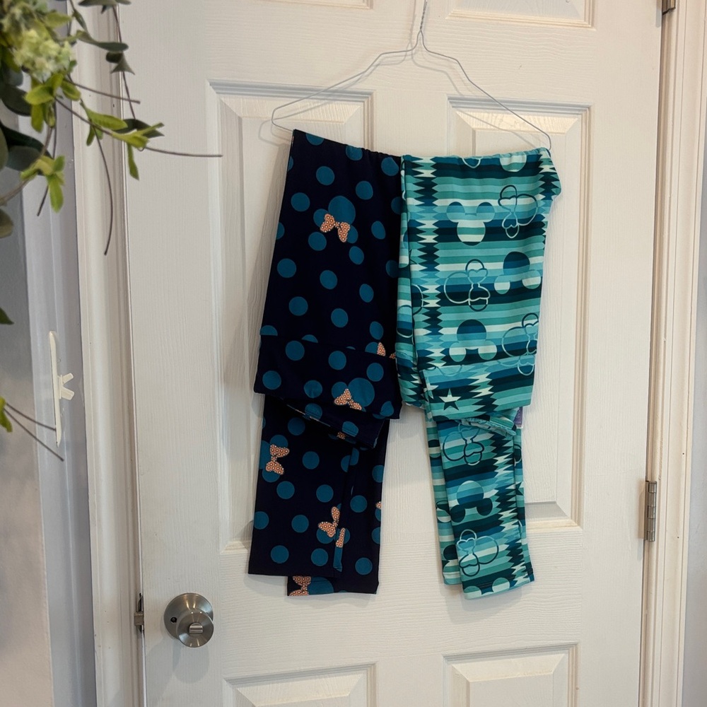 LuLaRoe Women's Patterned Leggings - Navy and Teal